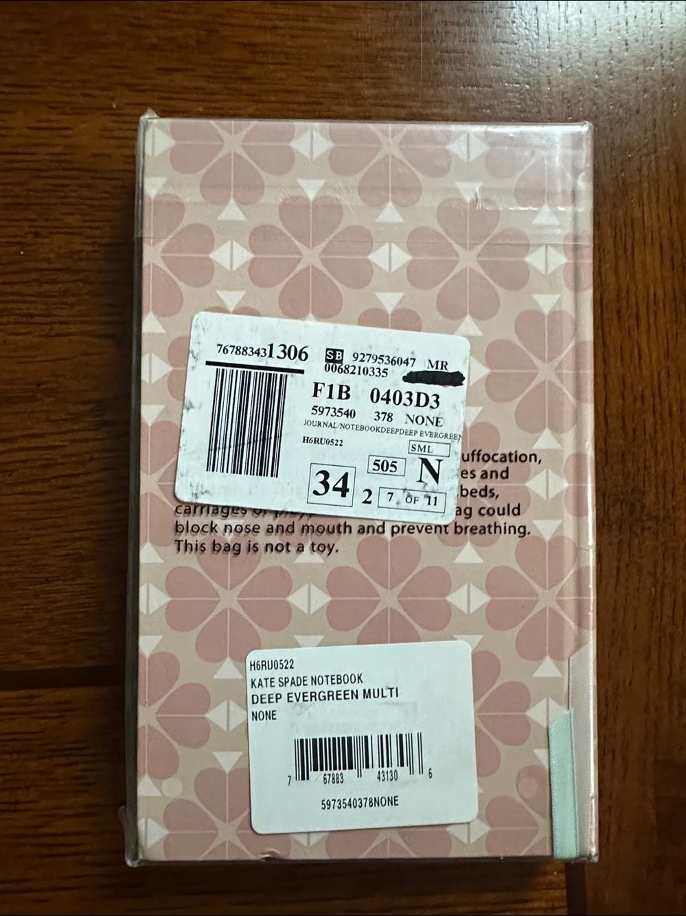 2- pack Kate spade Black & White  Pink & white Clover Hardcover Notebook